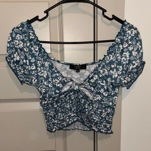 Floral Blue Crop Top